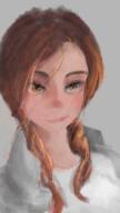 artist:anito brown_eyes character:erin_solstice earther female front_view grey_background head_only human innkeeper simple_background smile solo // 540x960 // 619.8KB // rating:Safe