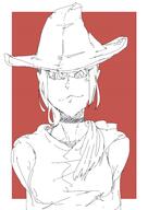 artist:johndoe character:alevica choker female front_view hat human long_hair monochrome ponytail red_background simple_background smile solo spoiler:volume6 upper_body witch witch_hat // 1364x1929 // 376.4KB // rating:Safe