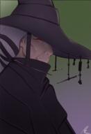 artist:pkay black_headwear black_robe character:belavierr female grey_hair hat human long_hair looking_at_viewer needle orange_eyes robe side_view solo thread witch witch_hat // 408x600 // 250.1KB // rating:Safe