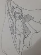 arm_raised artist:chalyon character:geneva_scala earther female flag front_view glasses human jacket looking_at_viewer medium_hair monochrome pants red_cross shirt simple_background solo spoiler:volume3 standing white_background // 3096x4128 // 752.6KB // rating:Safe