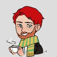 artist:richi beard black_chestwear blue_eyes bright_skin character:altestiel copyright:picrew copyright:picrew_137904 cup disembodied_hand earl front_view human jacket looking_at_viewer male monocle mustache nobility red_hair scarf simple_background smile solo steam tea transparent_background upper_body // 600x600 // 104.7KB // rating:Safe