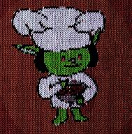 artist:(o(エ)o) barefoot black_hair bowl cave_goblin character:pebblesnatch chef_hat female food front_view goblin green_skin hat long_ear long_ears medium_hair red_background red_eyes sharp_teeth simple_background smile solo spoiler:volume5 standing sweatshirt white_chestwear white_headwear // 1057x1075 // 1.6MB // rating:Safe