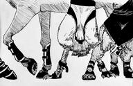 artist:cortz bottomless centaur garuda gnoll meta:inntober meta:inntober_2020 monochrome shoes simple_background standing white_background // 3078x1993 // 1.4MB // rating:Safe
