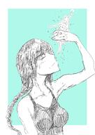 arm_raised artist:johndoe blue_background braids character:ivolethe character:ryoka_griffin classless earther female frost_faery human looking_up monochrome pointing side_view solo sparkle statue top upper_body // 1364x1929 // 555.9KB // rating:Safe