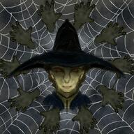 artist:gridcube black_background black_headwear character:belavierr disembodied_hand female front_view green_hair green_skin hat head_only human jewelry looking_at_viewer medium_hair necklace orange_eyes smile solo spider_web spoiler:volume6 witch witch_hat // 2048x2048 // 2.2MB // rating:Safe