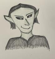 artist:ashokthi black_chestwear black_eyes character:reiss front_view goblin green_skin head_only long_ears long_hair mage male meta:inntober meta:inntober_2023 necromancer prompt9 prompt_goblin short_hair simple_background smile solo spoiler:book2 white_background // 2172x2362 // 685KB // rating:Safe