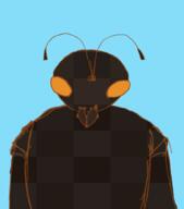 antinium artist:wingedhatchling blue_background character:oc front_view heart looking_down looking_up mandibles meta:animated nude sexless simple_background smile soldier solo spoiler:book1 upper_body yellow_eyes // 1685x1912 // 3.8MB // rating:Safe