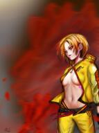 artist:bobo_plushie character:pryde_ulta earring female human lady meta:tagme navel necklace nobility orange_hair pants red_eyes short_hair side_view solo standing tattoo yellow_legwear // 1520x2048 // 3.4MB // rating:Questionable