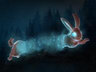 animal artist:auspiciousoctopi blue_eyes brown_fur glowing_eyes jumping magic night plant rabbit solo spoiler:volume7 tree waisrabbit // 4670x3508 // 18.1MB // rating:Safe