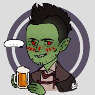 artist:red black_hair brown_chestwear character:numbtongue copyright:picrew copyright:picrew_137904 disembodied_hand drink earring food glass goblin green_skin jewelry looking_at_viewer male mohawk musician purple_background red_(artist) red_eyes redfang_five redfang_tribe scar sharp_teeth short_hair simple_background smile solo speechbubble spoiler:volume5 transparent_background upper_body warrior // 600x600 // 182.4KB // rating:Safe