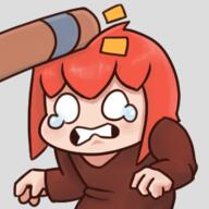 artist:brack baseball_bat bright_skin character:pirate character:pirateaba emote front_view medium_hair no_pupils red_hair simple_background solo sweatshirt tear transparent_background upper_body // 360x360 // 99.2KB // rating:Safe