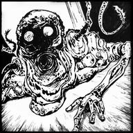 artist:dr_replig8r character:skinner crawling fleshworm front_view looking_at_viewer monochrome solo tentacle undead // 2000x2000 // 1.4MB // rating:Safe