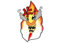 animal artist:tomeo ashfire_bee bee character:apista female fire flying front_view insect simple_background solo stinger vein white_background wing // 2048x1536 // 1.3MB // rating:Safe