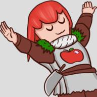 apple armor brown_chestwear character:pirate character:pirateaba closed_eyes emote front_view grey_chestwear long_hair meta:tagobj red_hair simple_background smile solo sword transparent_background upper_body // 500x500 // 137.2KB // rating:Safe
