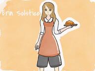 apron artist:tomeo brown_eyes brown_hair character:erin_solstice earther female food front_view human innkeeper long_hair solo // 1024x768 // 81.4KB // rating:Safe