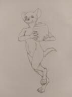 artist:ice character:mrsha child female gnoll jar marchinn marchinn_2024 monochrome nude pencil_art running sharp_nails simple_background smile solo spoiler:book2 tail white_background // 597x808 // 176KB // rating:Safe